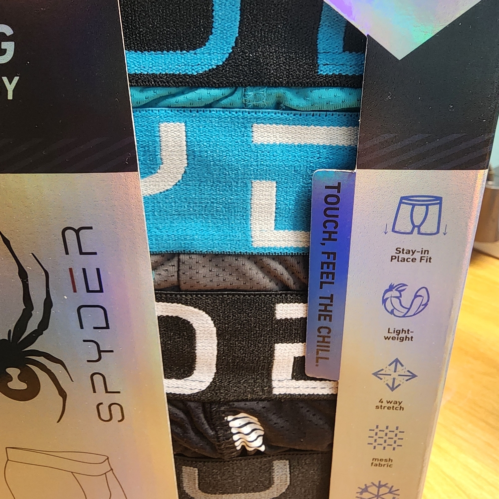 Spyder Nylon-Mesh Boxer Briefs 4-Pack in Black and Blue - Picture 4 of 4